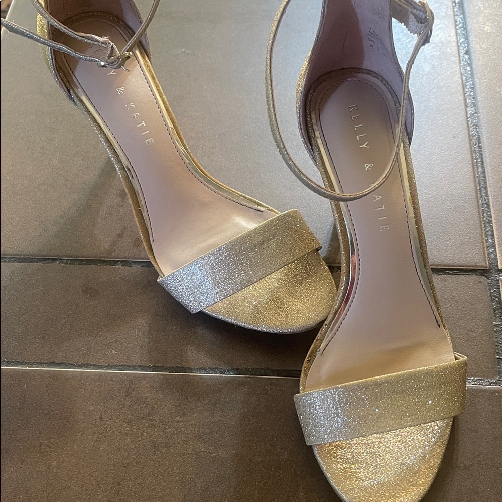 Kelly & Katie Gold Glitter Ankle-Strap Heels - Picture 2 of 5